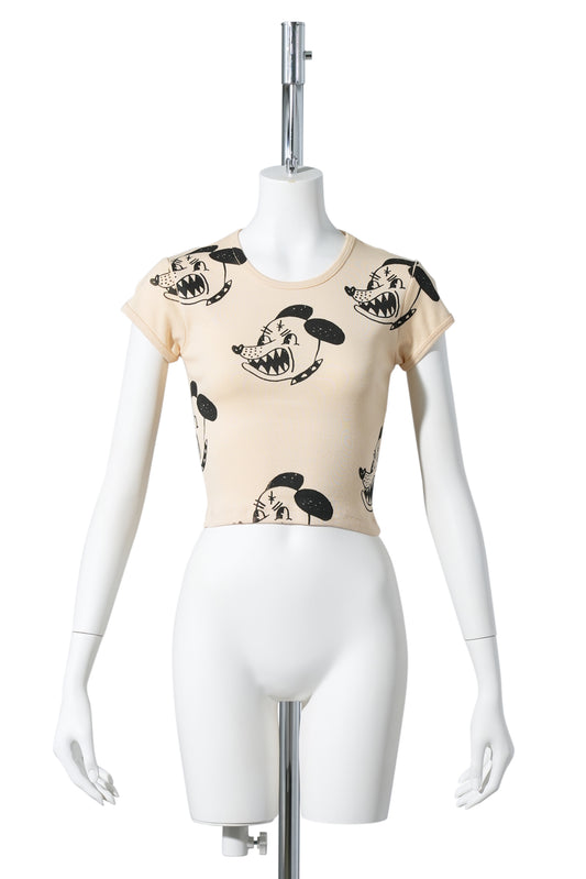 BAD DOG ALL OVER PRINT BABY TEE / BEIGE