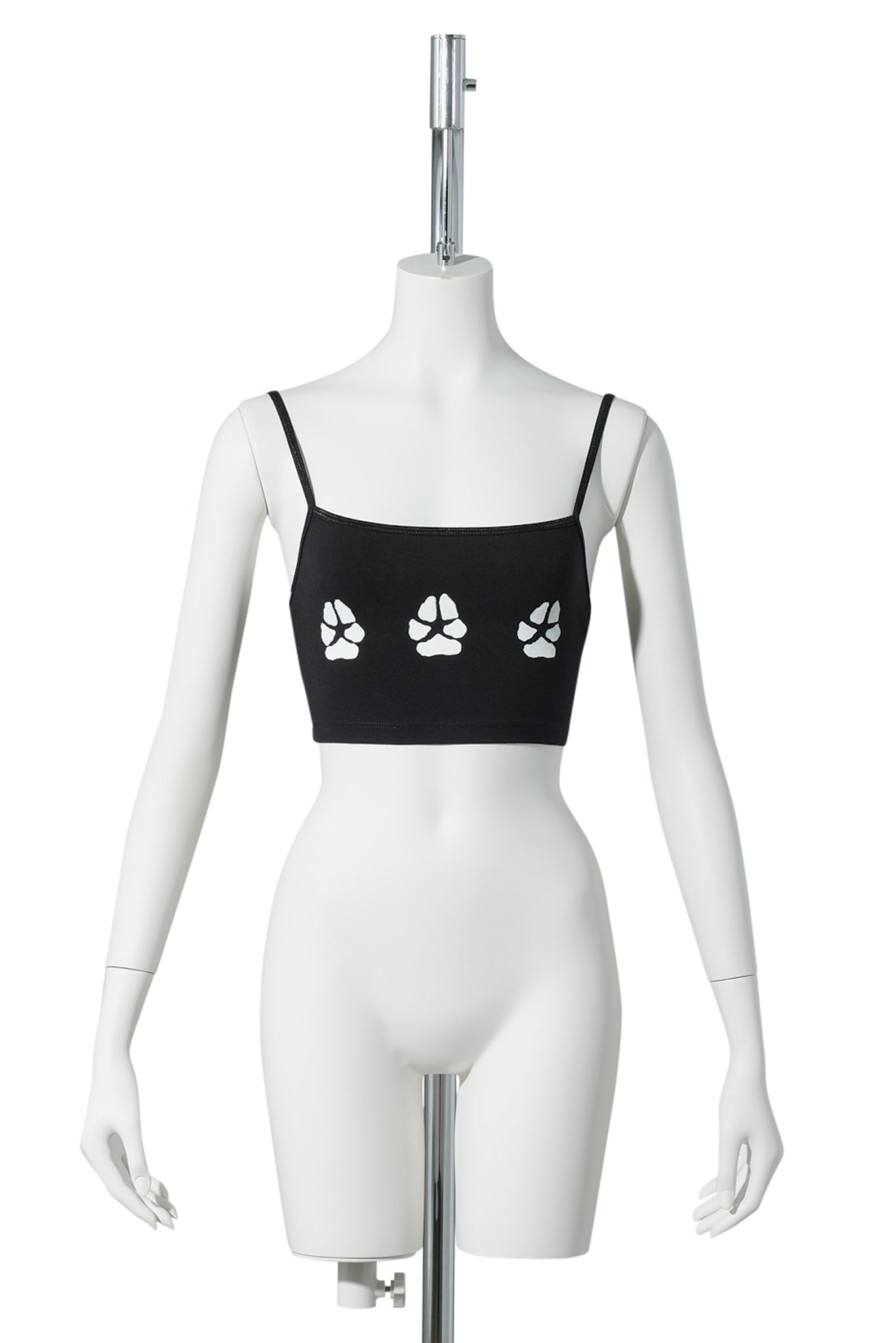 PAW PRINT CROPPED TANK / BLACK/WHITE