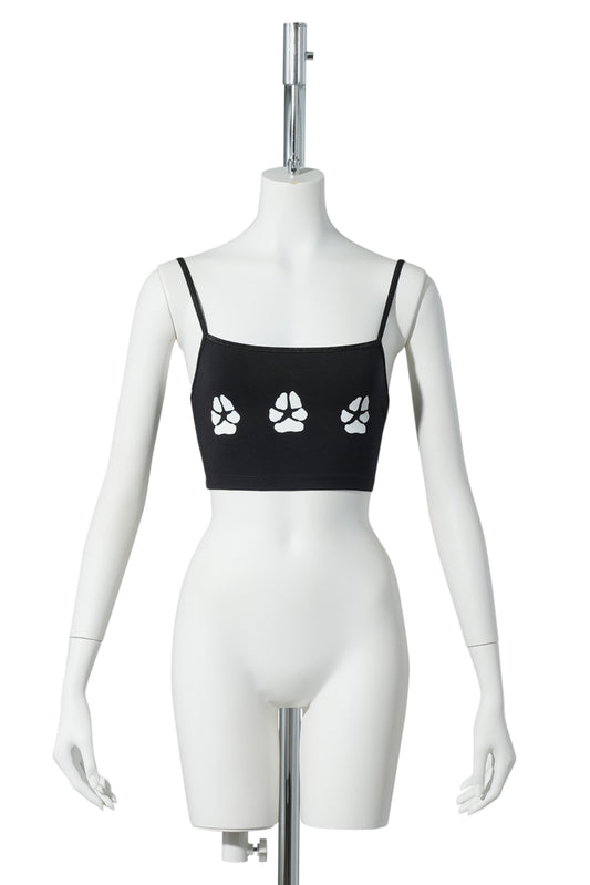 PAW PRINT CROPPED TANK / BLACK/WHITE