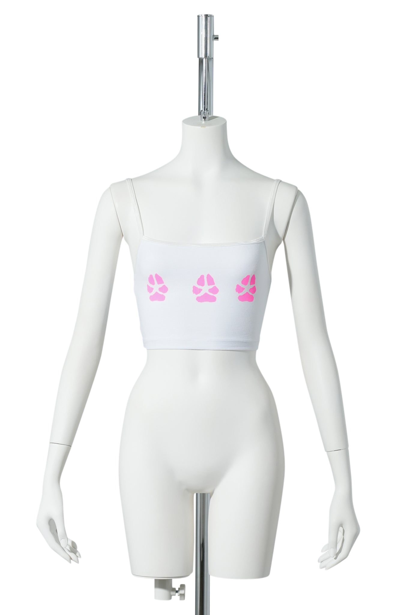 PAW PRINT CROPPED TANK / WHITE/PINK