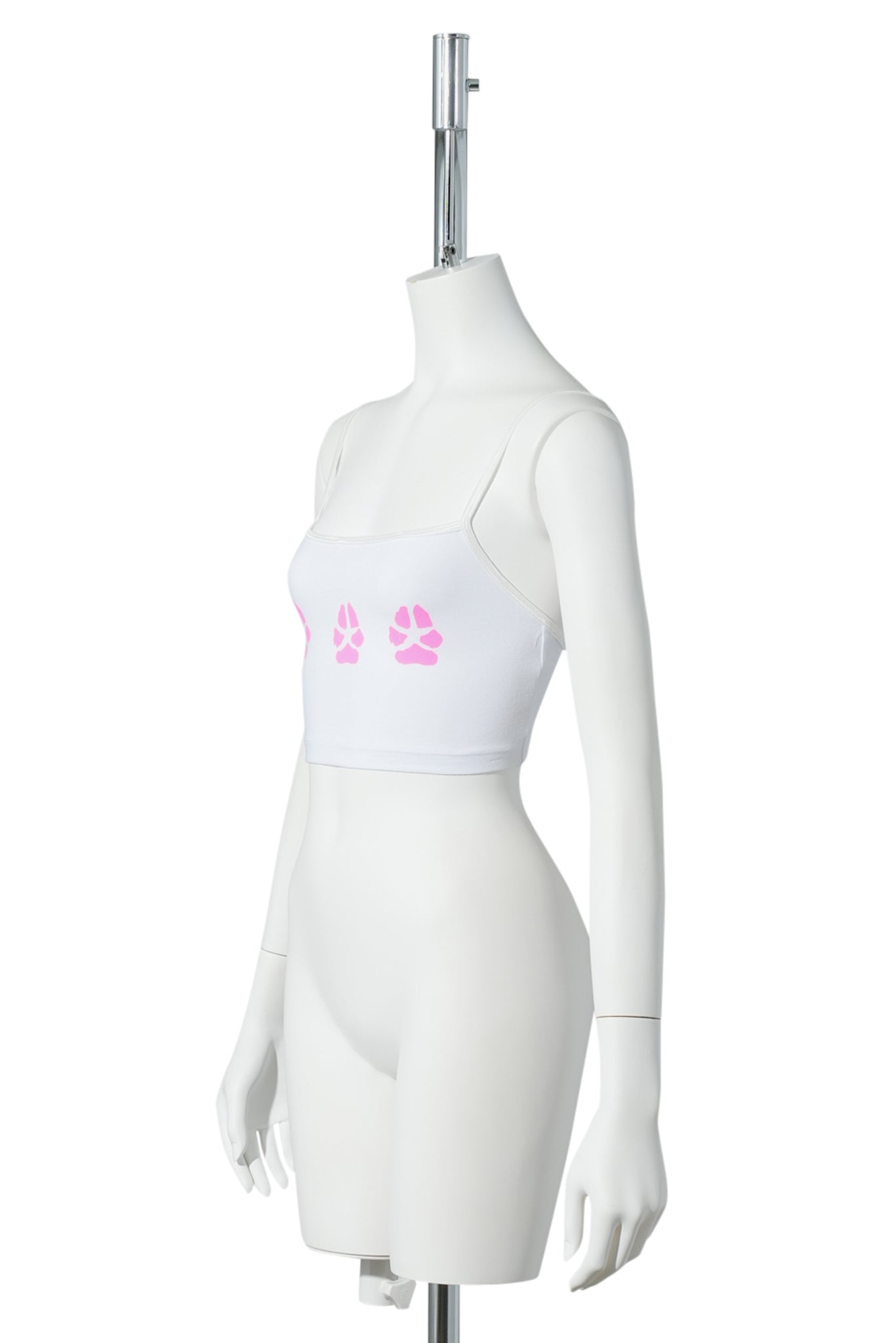 PAW PRINT CROPPED TANK / WHITE/PINK