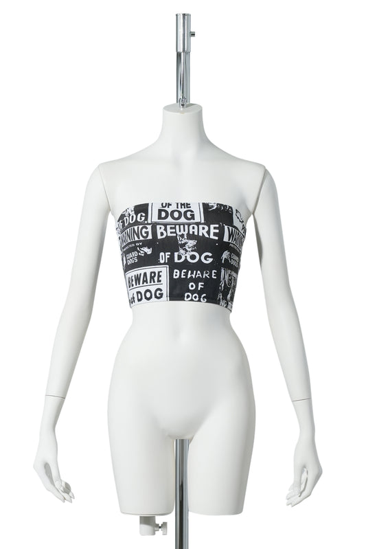BEWARE OF DOG TUBE TOP / WHITE