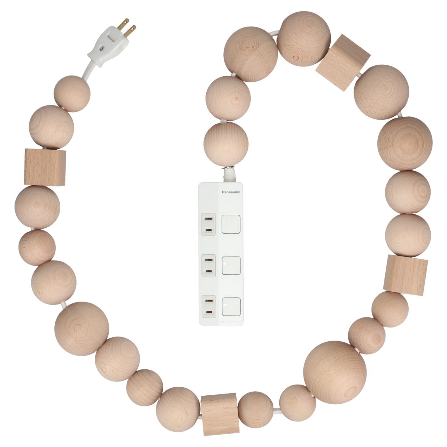 CABLE JEWELRY MULTIPLUG WOODEN ELEMENTS / WHITE&NATURAL