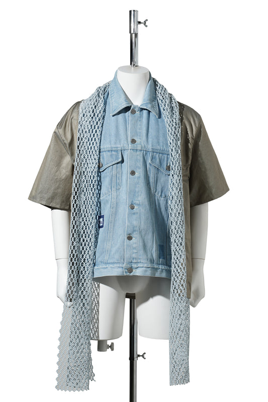 JACKET INSERT / BLS203:DENIM/PALE OLIVE/WIRE MESH