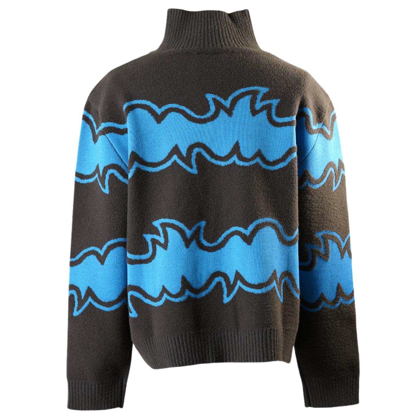 ZIPPED JACQUARD KNITTED SWEATER / BLUE