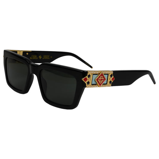 GOLD PLATED MONOGRAM PLAQUE SUNGLASSES / CSB001:BLACK