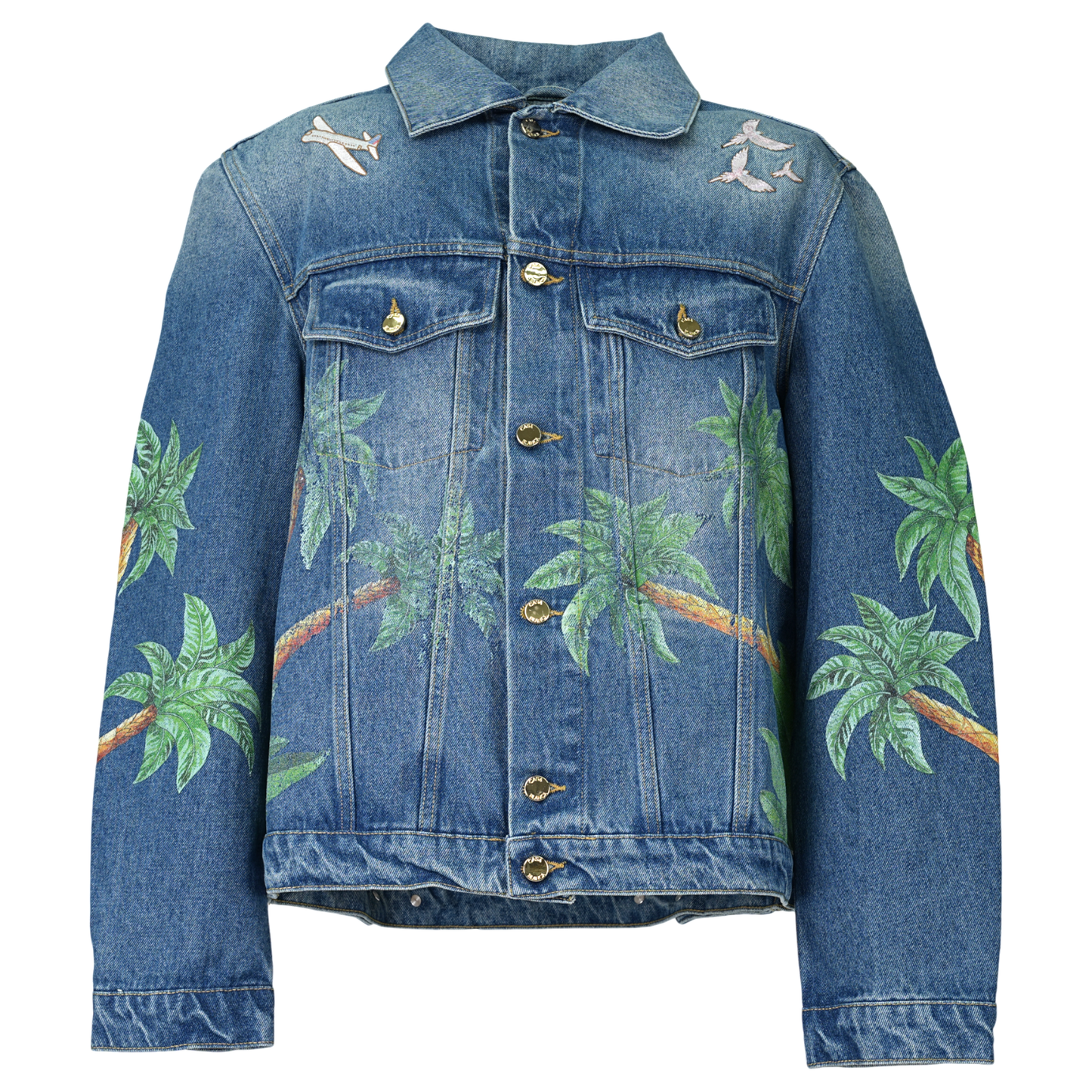 PRINTED AND EMBROIDERED DENIM JACKET / CSB360:CASABLANCA TENNIS CLUB