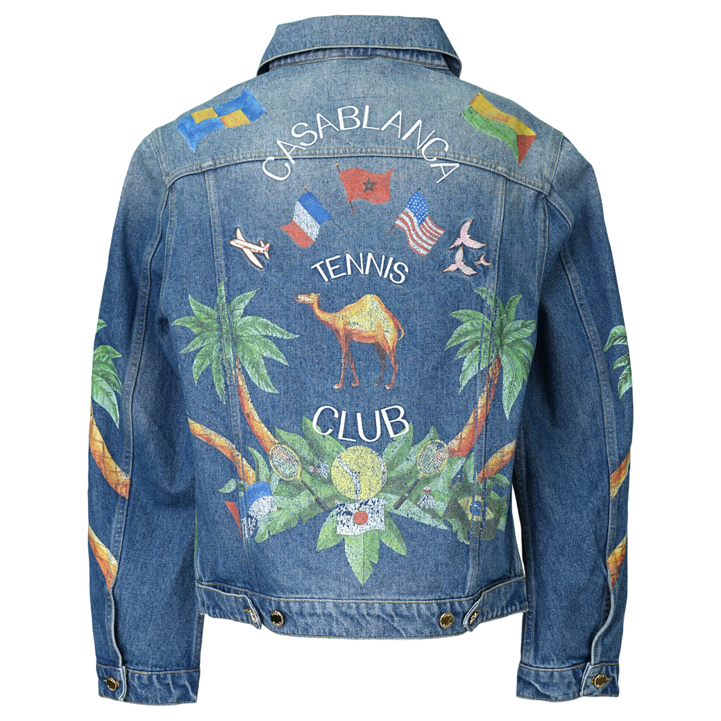 PRINTED AND EMBROIDERED DENIM JACKET / CSB360:CASABLANCA TENNIS CLUB