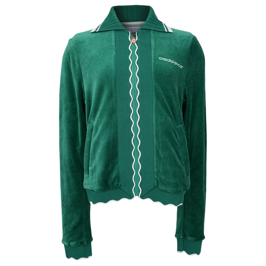 WOMENS WAVED RIB TRACK JACKET / CSB423:EVERGREEN