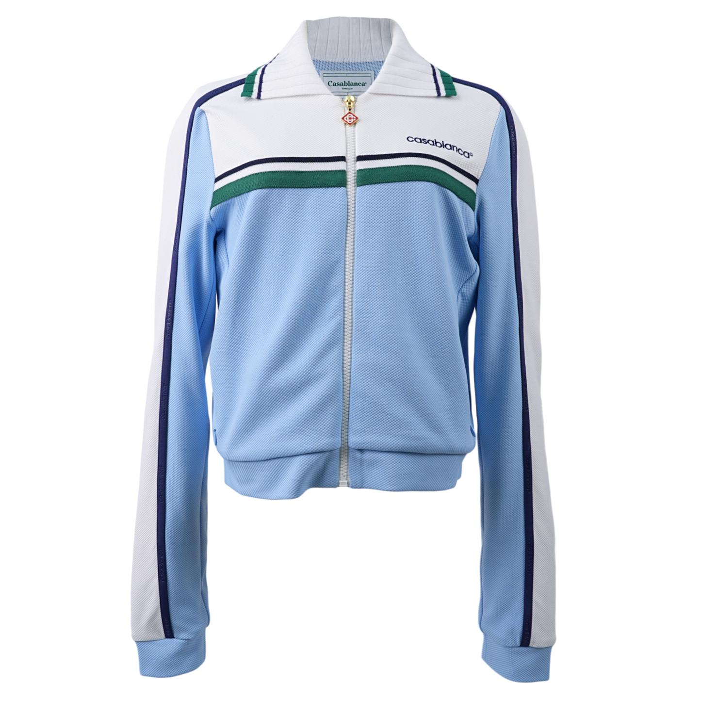 WOMENS CONTRAST FRONT YOKE TRACK TOP / CSB116:PALE BLUE