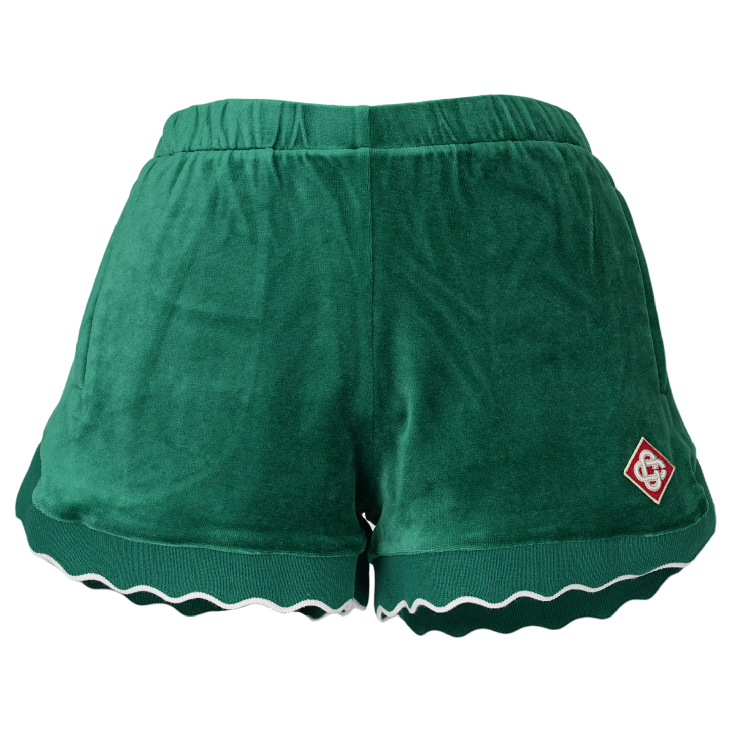 WOMENS SCALLOPED RIB SHORTS / CSB423:EVERGREEN