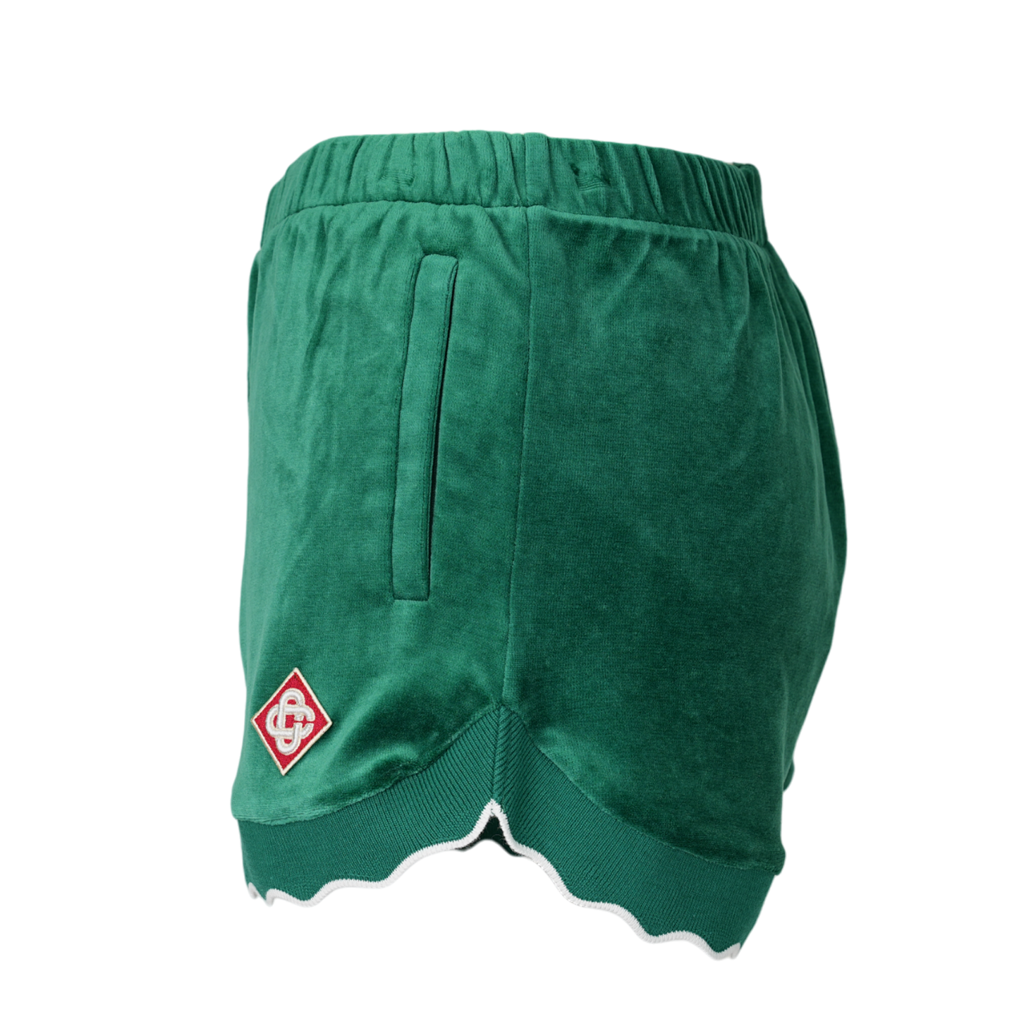 WOMENS SCALLOPED RIB SHORTS / CSB423:EVERGREEN