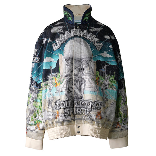 LEATHER CRYSTAL BOMBER JACKET / CSB604:LE TEMPLE DU SPORT