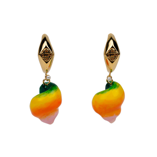 GOLD PLATED SHELL DROP EARRINGS / 518:GOLD/GRADIENT