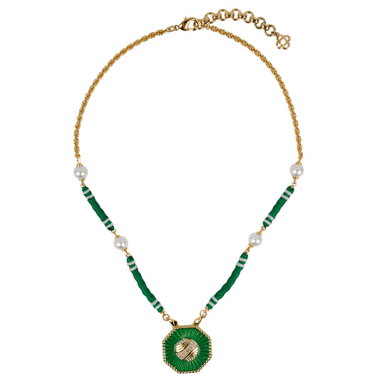 CRYSTAL TENNIS BALL NECKLACE / 295:GOLD/GREEN