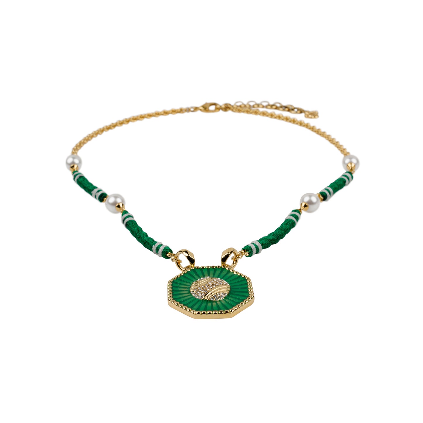 CRYSTAL TENNIS BALL NECKLACE / 295:GOLD/GREEN