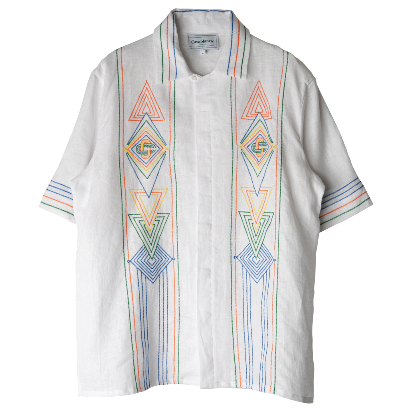 CHAINSTITCH EMBROIDERED GRAPHIC LINEN SHIRT / CSB536:LE FIL DE LA MUSIQUE