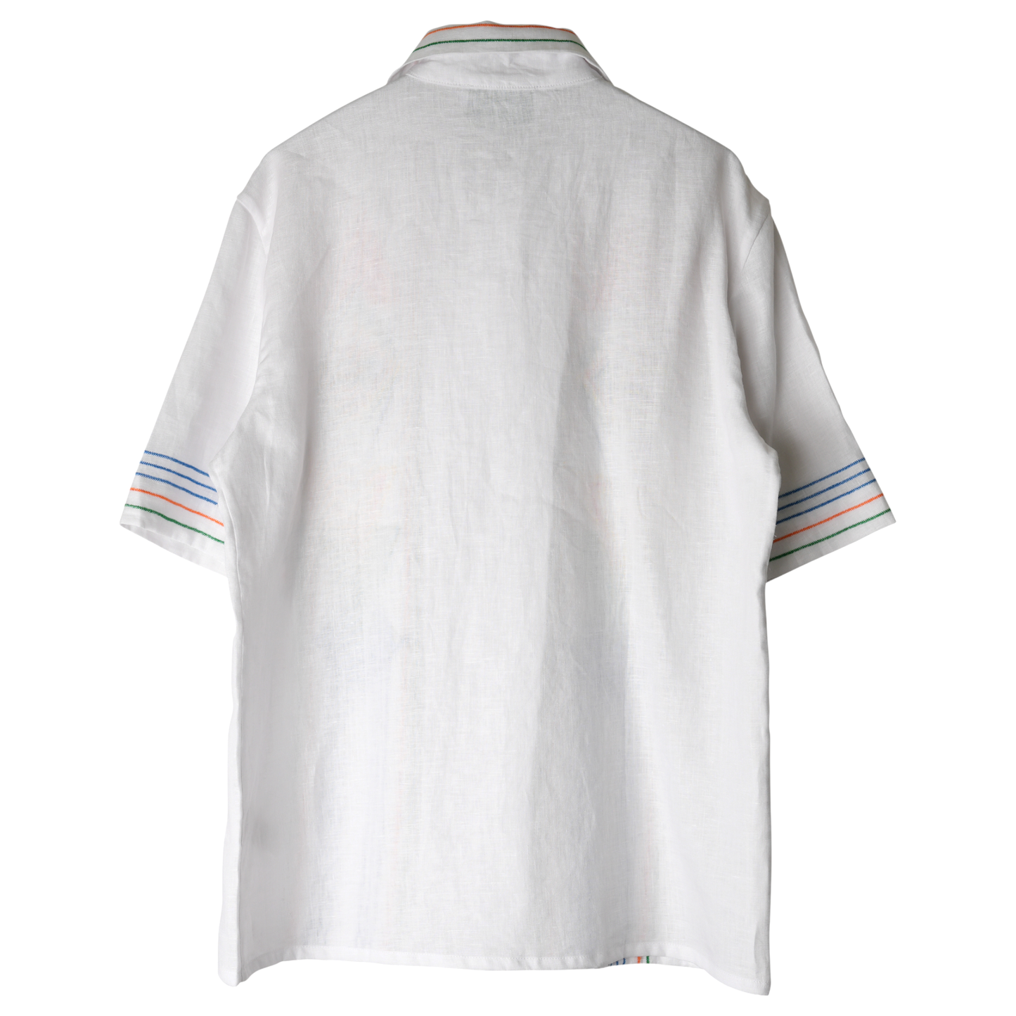 CHAINSTITCH EMBROIDERED GRAPHIC LINEN SHIRT / CSB536:LE FIL DE LA MUSIQUE