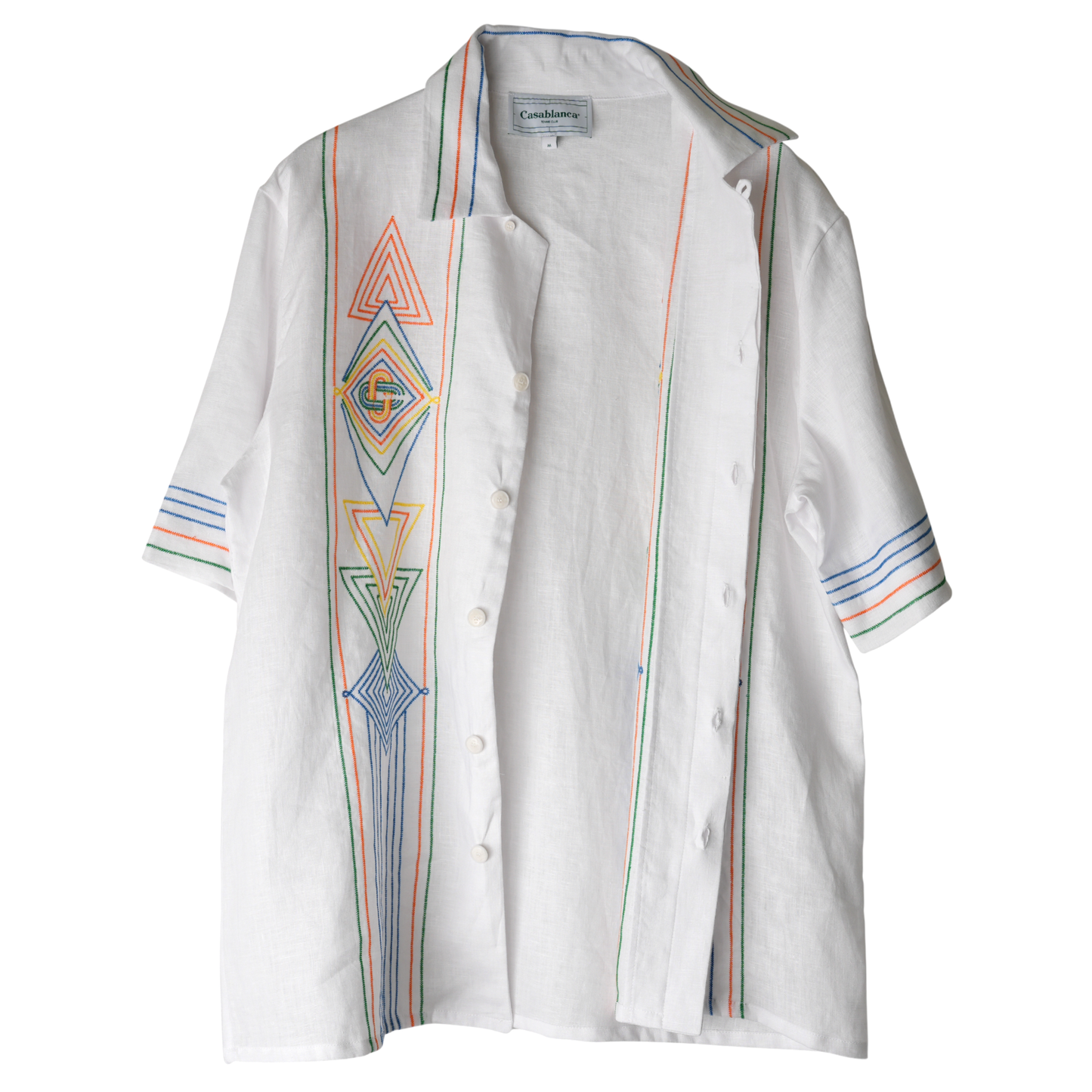 CHAINSTITCH EMBROIDERED GRAPHIC LINEN SHIRT / CSB536:LE FIL DE LA MUSIQUE