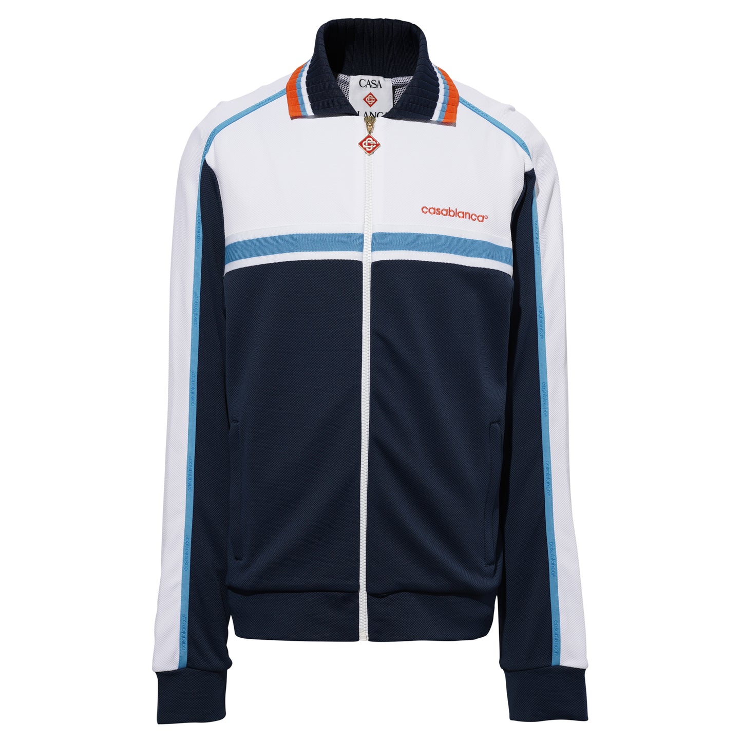 MENS TEXTURED TRACK JACKET / CSB315:NAVY/WHITE