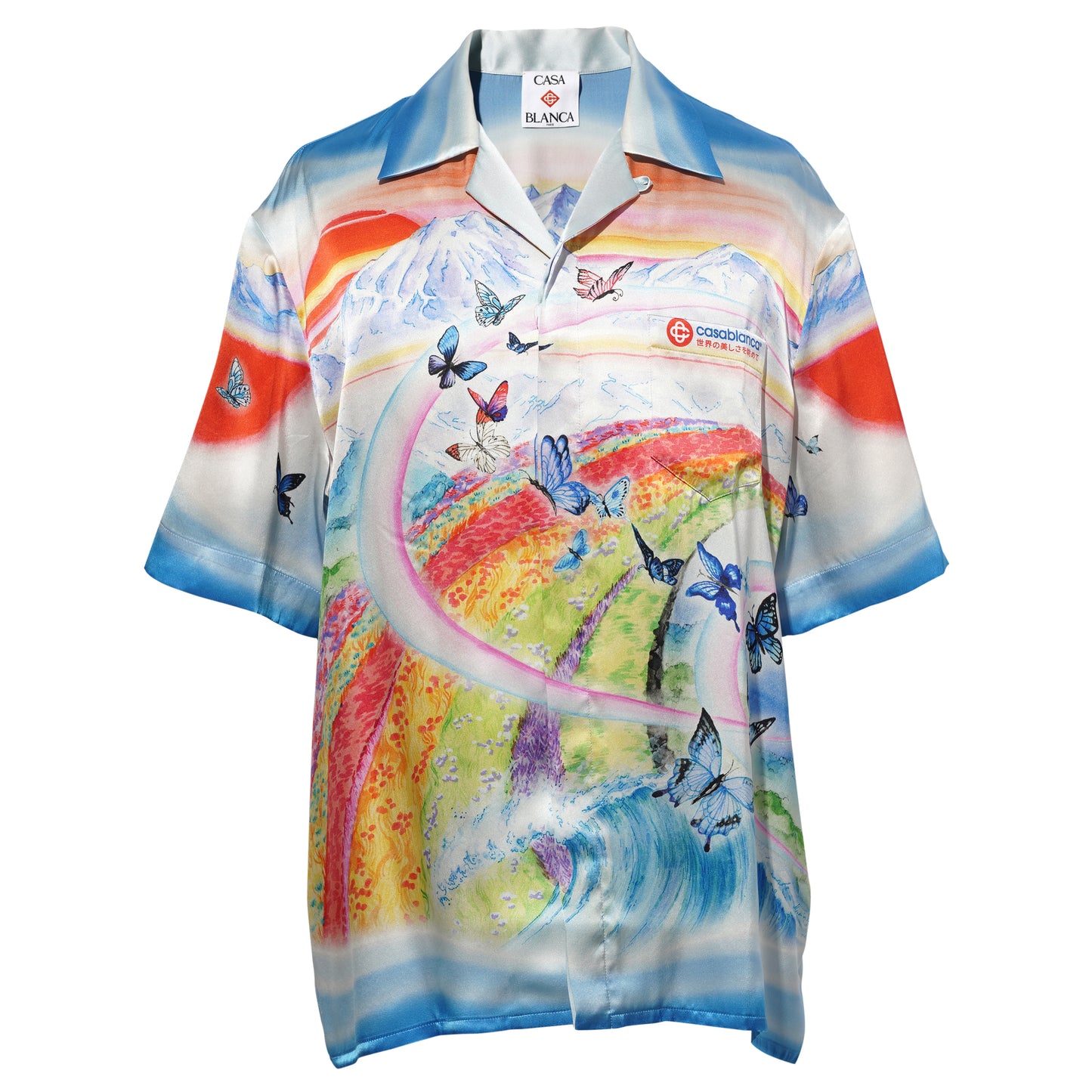 CUBAN COLLAR SHORT SLEEVE SHIRT / CSB502:BUTTERFLY MOUNTAIN
