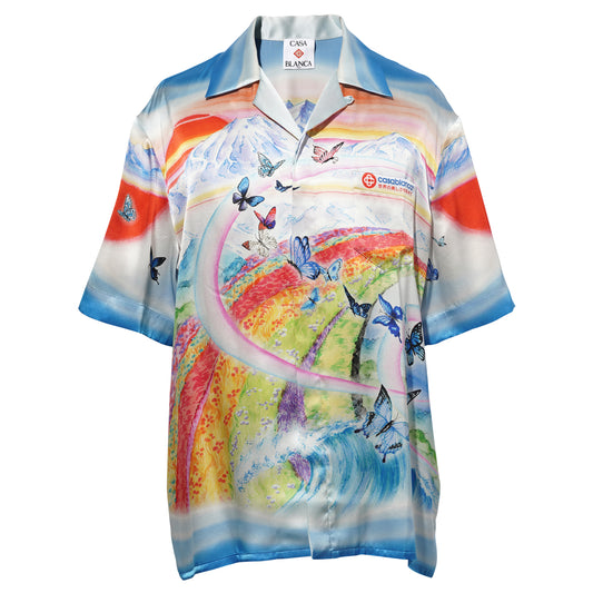 CUBAN COLLAR SHORT SLEEVE SHIRT / CSB502:BUTTERFLY MOUNTAIN