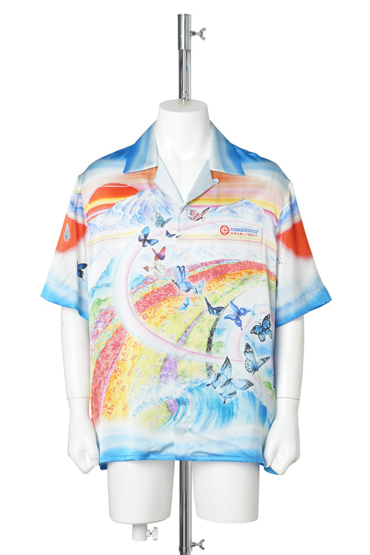 CUBAN COLLAR SHORT SLEEVE SHIRT / CSB502:BUTTERFLY MOUNTAIN