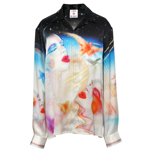 CUBAN COLLAR LONG SLEEVE SHIRT / CSB707:GALACTIC CONNECTION