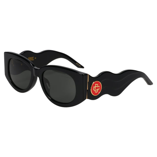 MENS ACETATE METAL OVAL WAVE / CSB558:BLACK/YELLOW