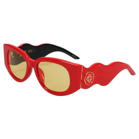 MENS OVAL WAVE SUNGLASSES / CSB683:RED/CANARY