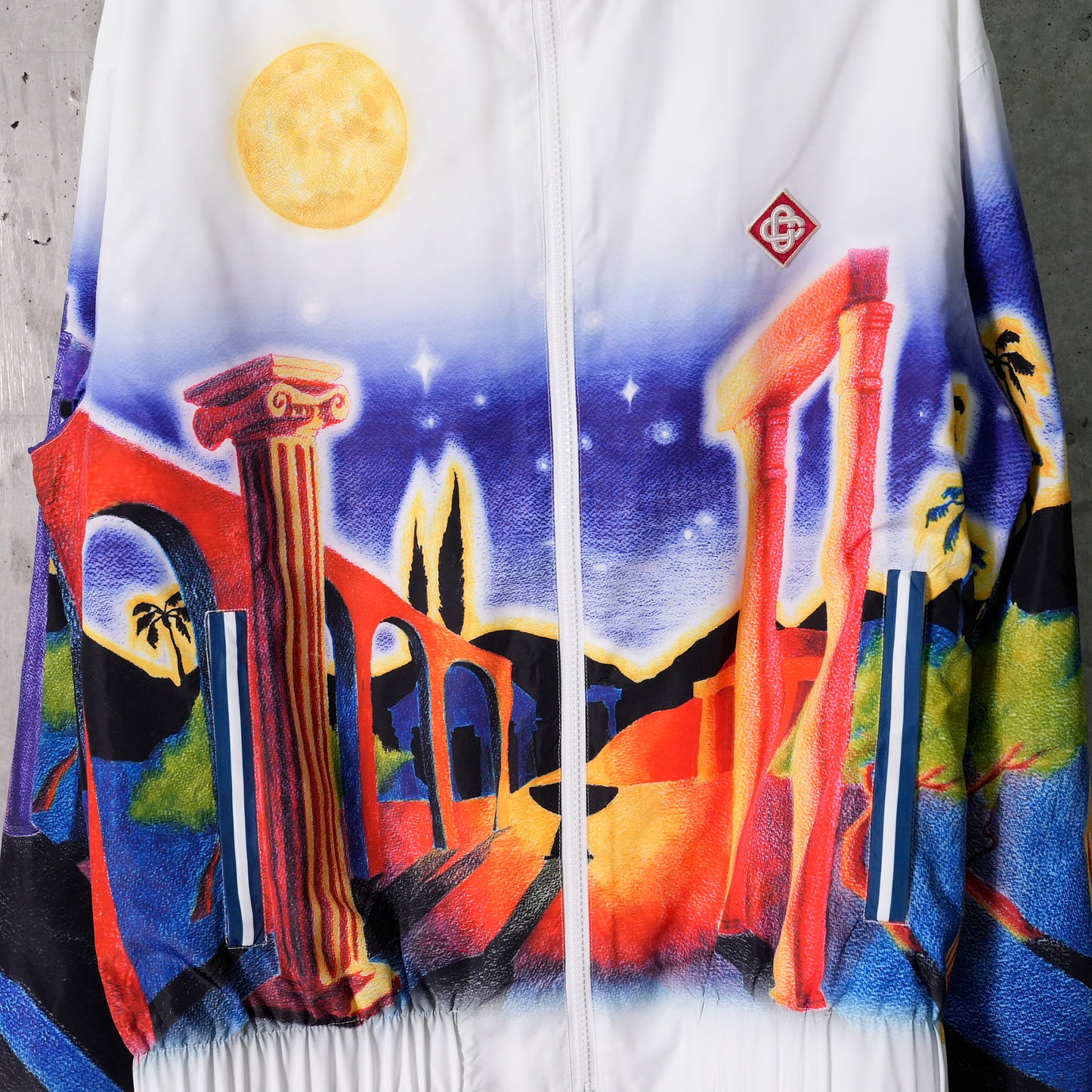 MENS PRINTED WINDBREAKER JACKET / CSB675:MIDNIGHT ACROPOLIS