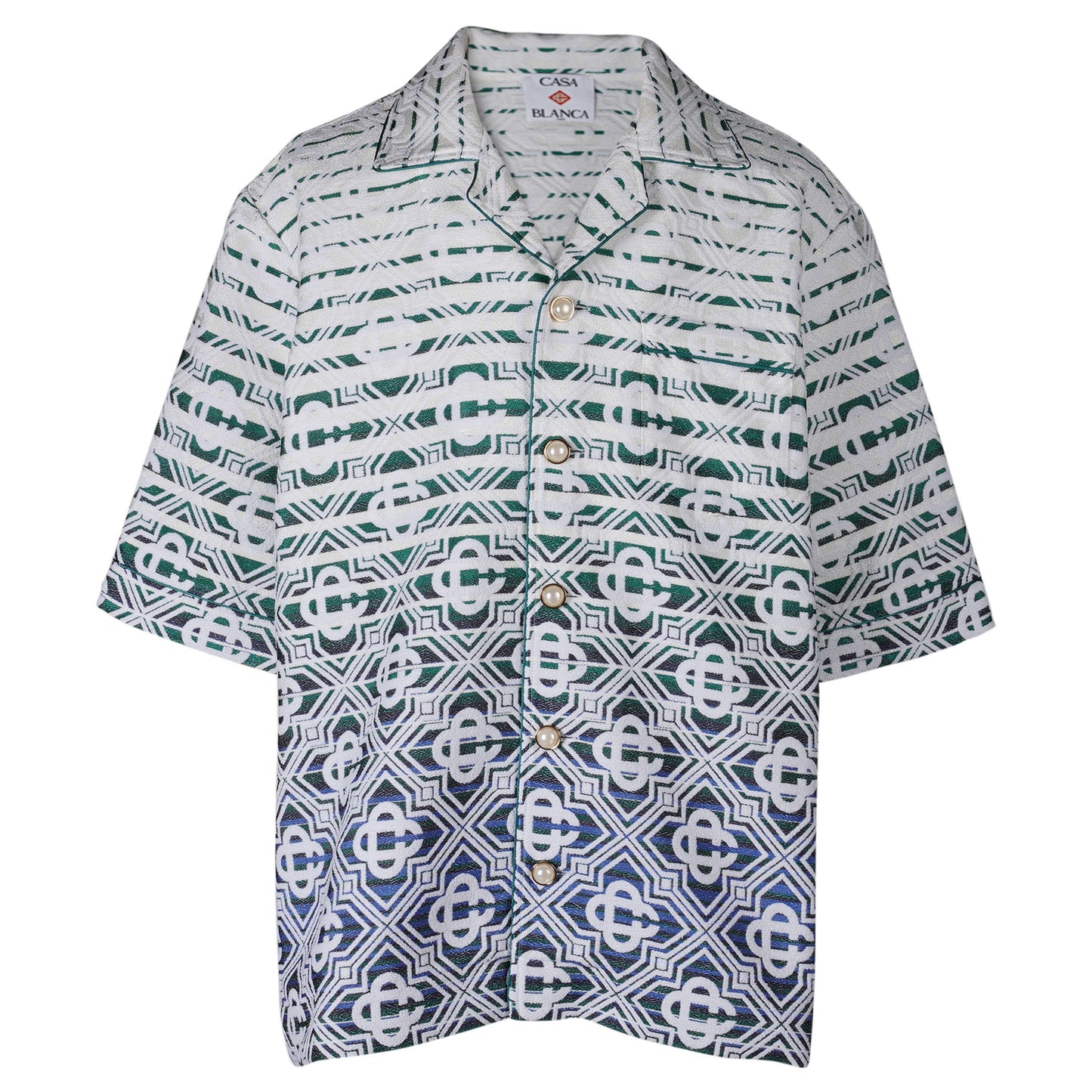 MENS TOWELLING OPEN COLLAR SHIRT / CSB676:MONOGRAM GRADIENT