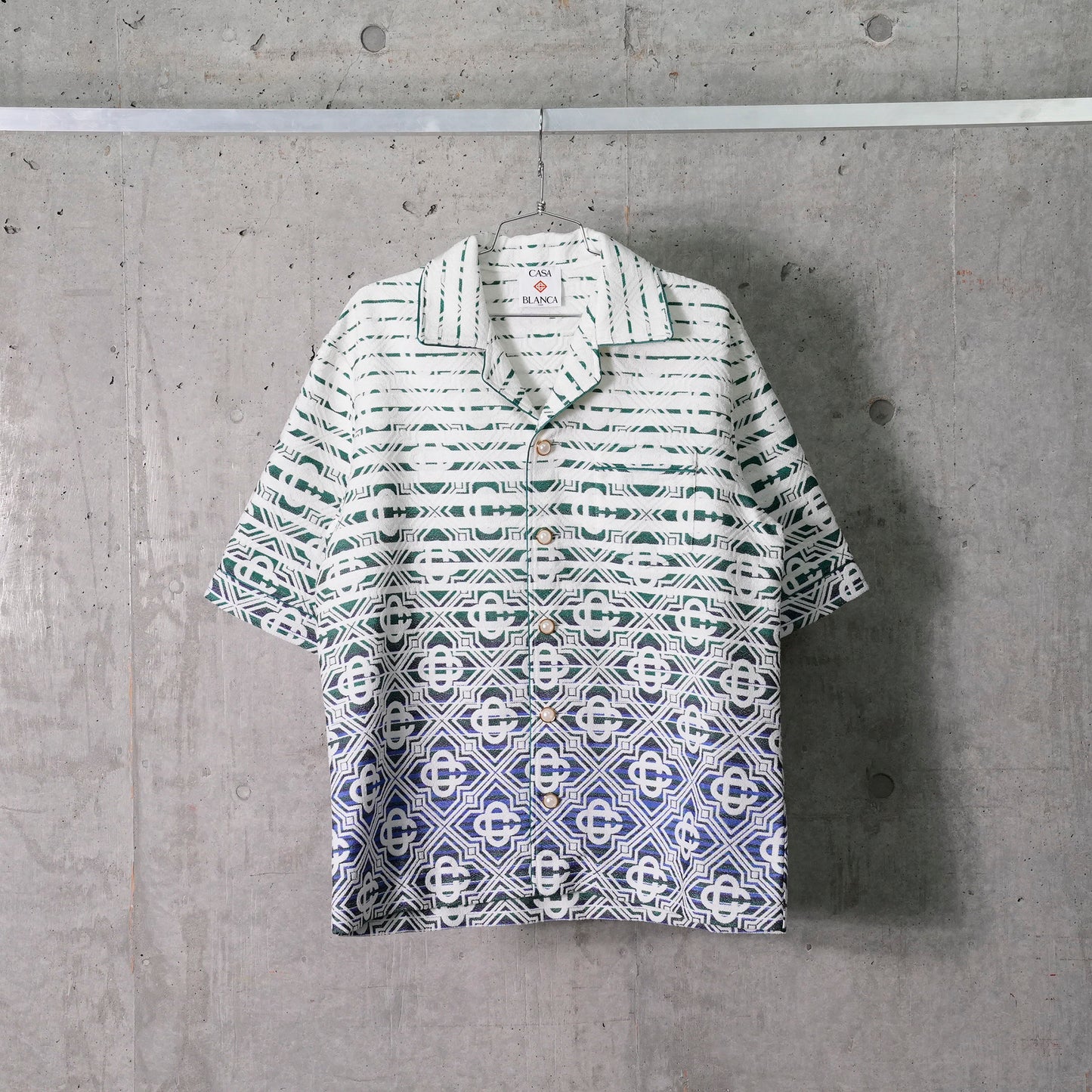 MENS TOWELLING OPEN COLLAR SHIRT / CSB676:MONOGRAM GRADIENT