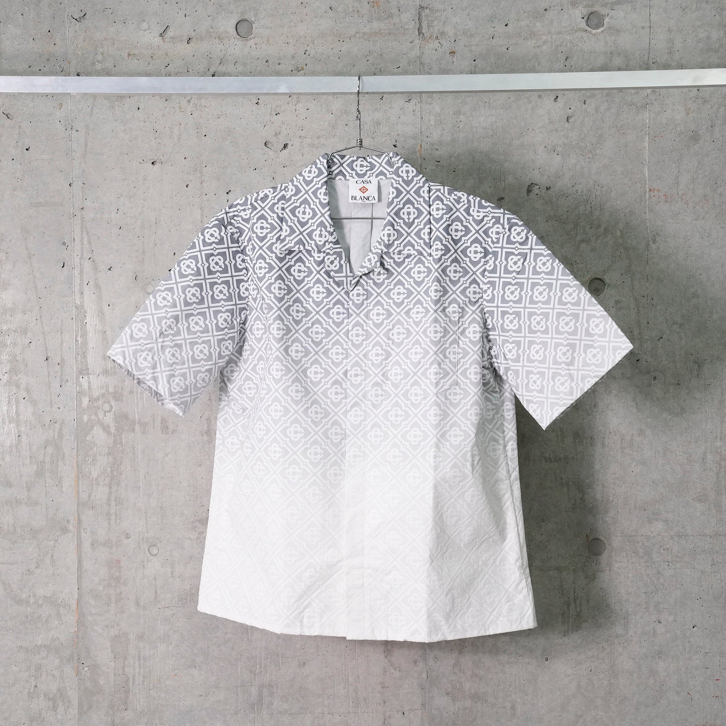 SHORT SLEEVE CUBAN COLLAR SHIRT / CSB665:GREY GRADIENT