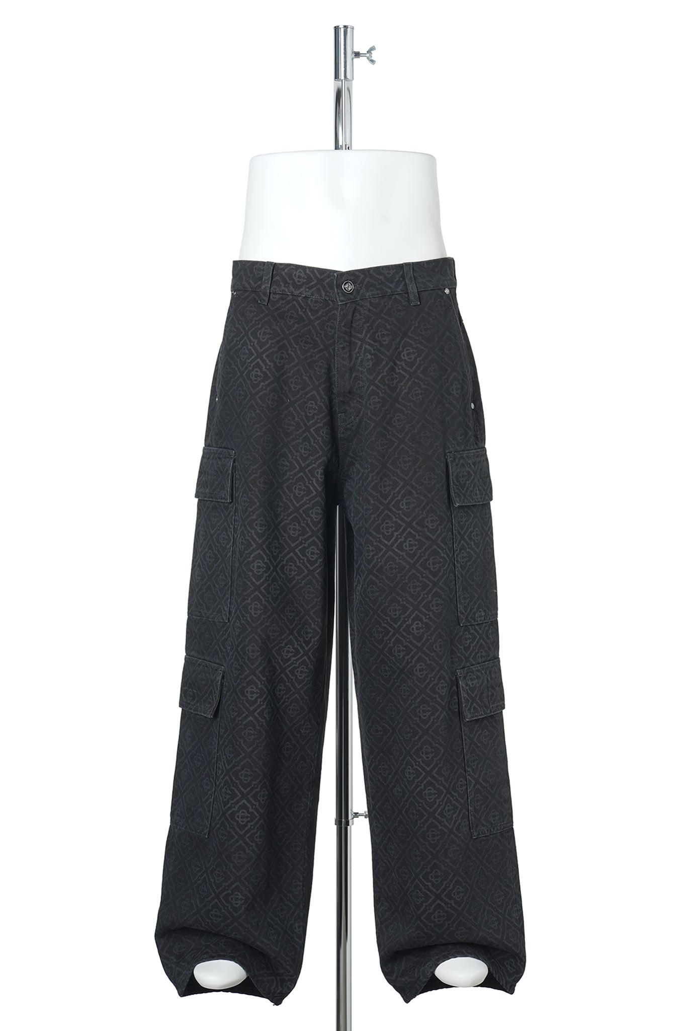 BLACK MONOGRAM CARGO JEANS / CSB001:BLACK