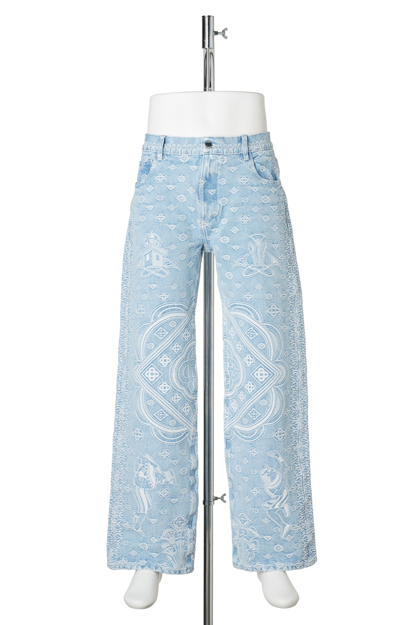 CARPET JACQUARD BAGGY DENIM JEANS / CSB373:LIGHT BLUE CARPET JACQUARD