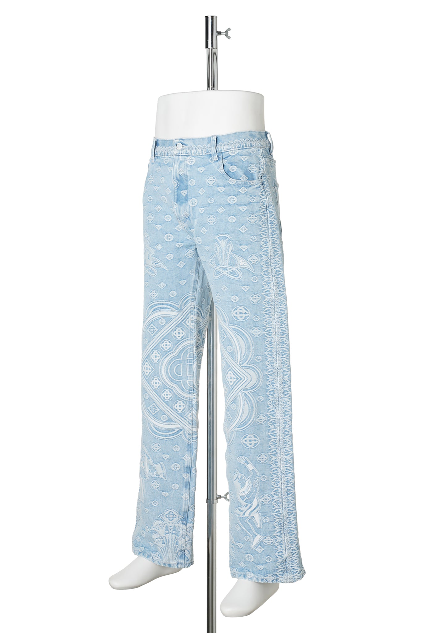 CARPET JACQUARD BAGGY DENIM JEANS / CSB373:LIGHT BLUE CARPET JACQUARD
