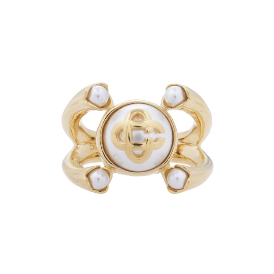 LOTUS PEARL RING / CSB523:GOLD/WHITE