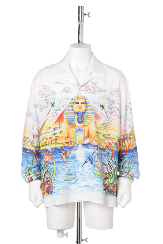 EGYPT AS IT WAS CUBAN COLLAR LS LINEN SHIRT / CSB161:EGYPT AS IT WAS