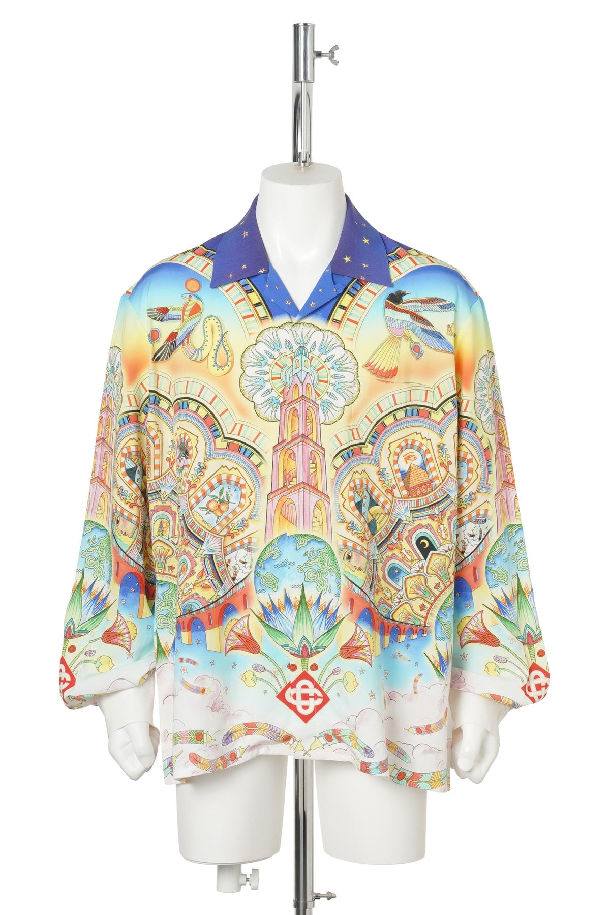 CUBAN COLLAR LS SHIRT / CSB267:BLUE LOTUS