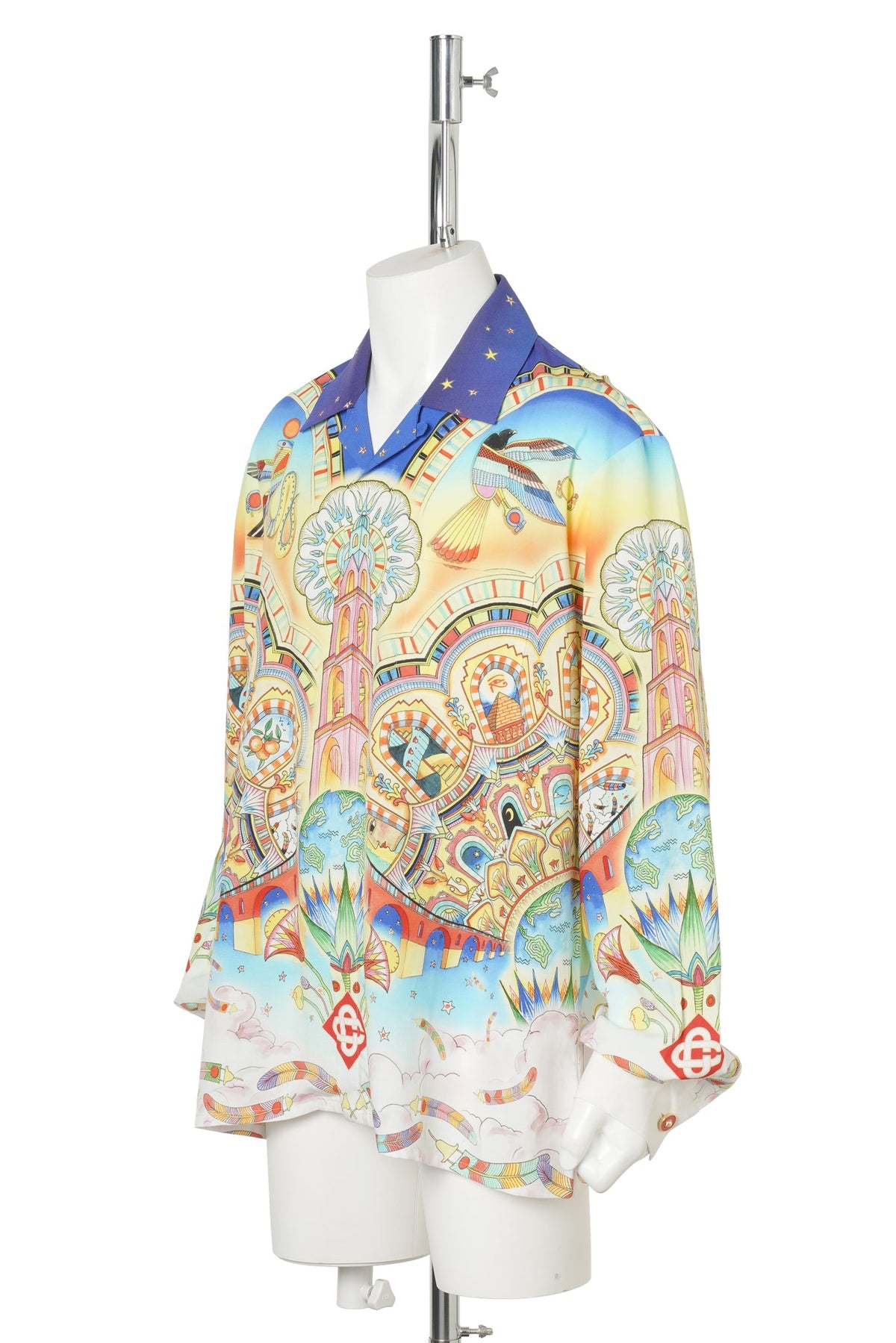 CUBAN COLLAR LS SHIRT / CSB267:BLUE LOTUS