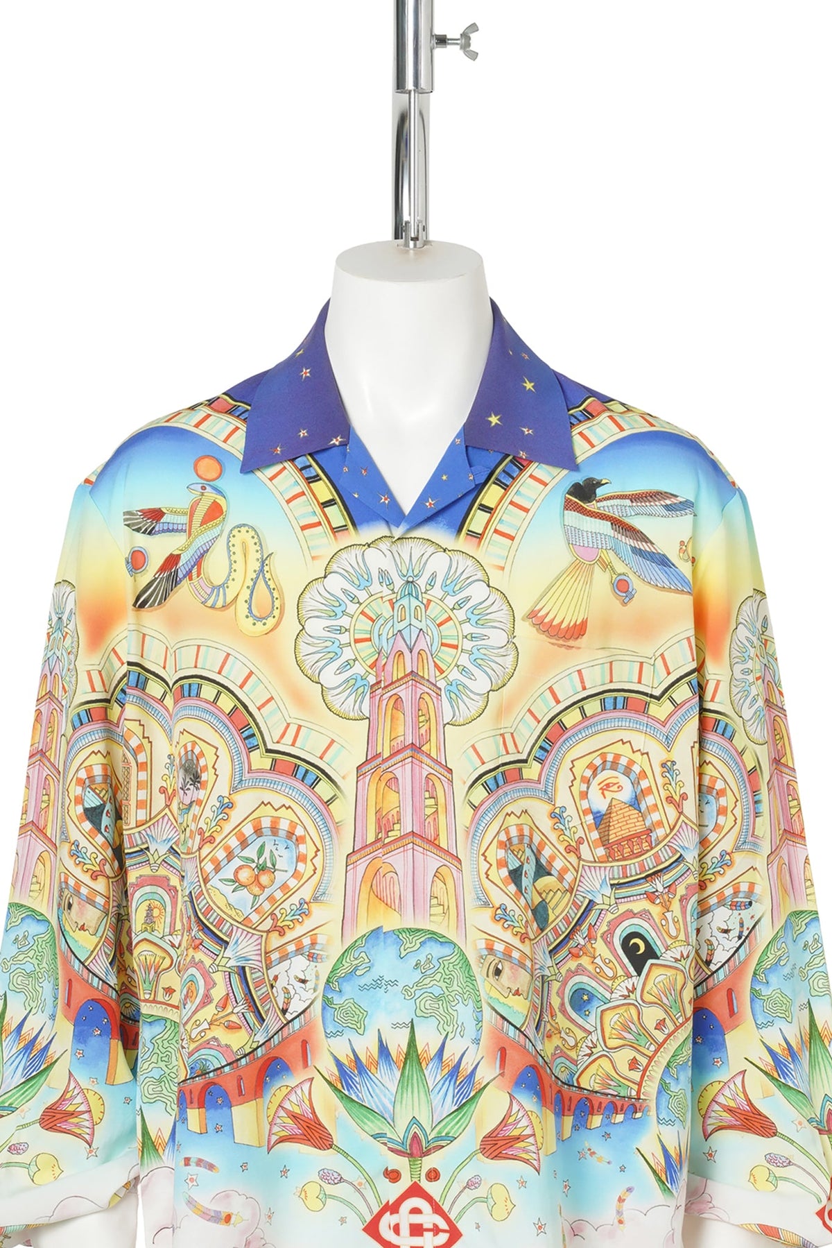 CUBAN COLLAR LS SHIRT / CSB267:BLUE LOTUS