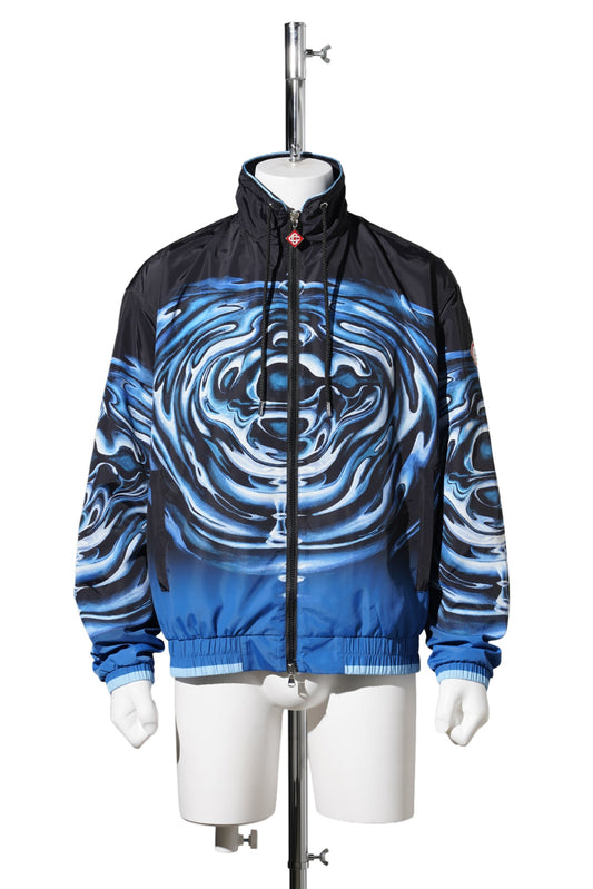 PRINTED POLY TAFFETA WINDBREAKER JACKET / CSB188:WARPED LOGO RIPPLE