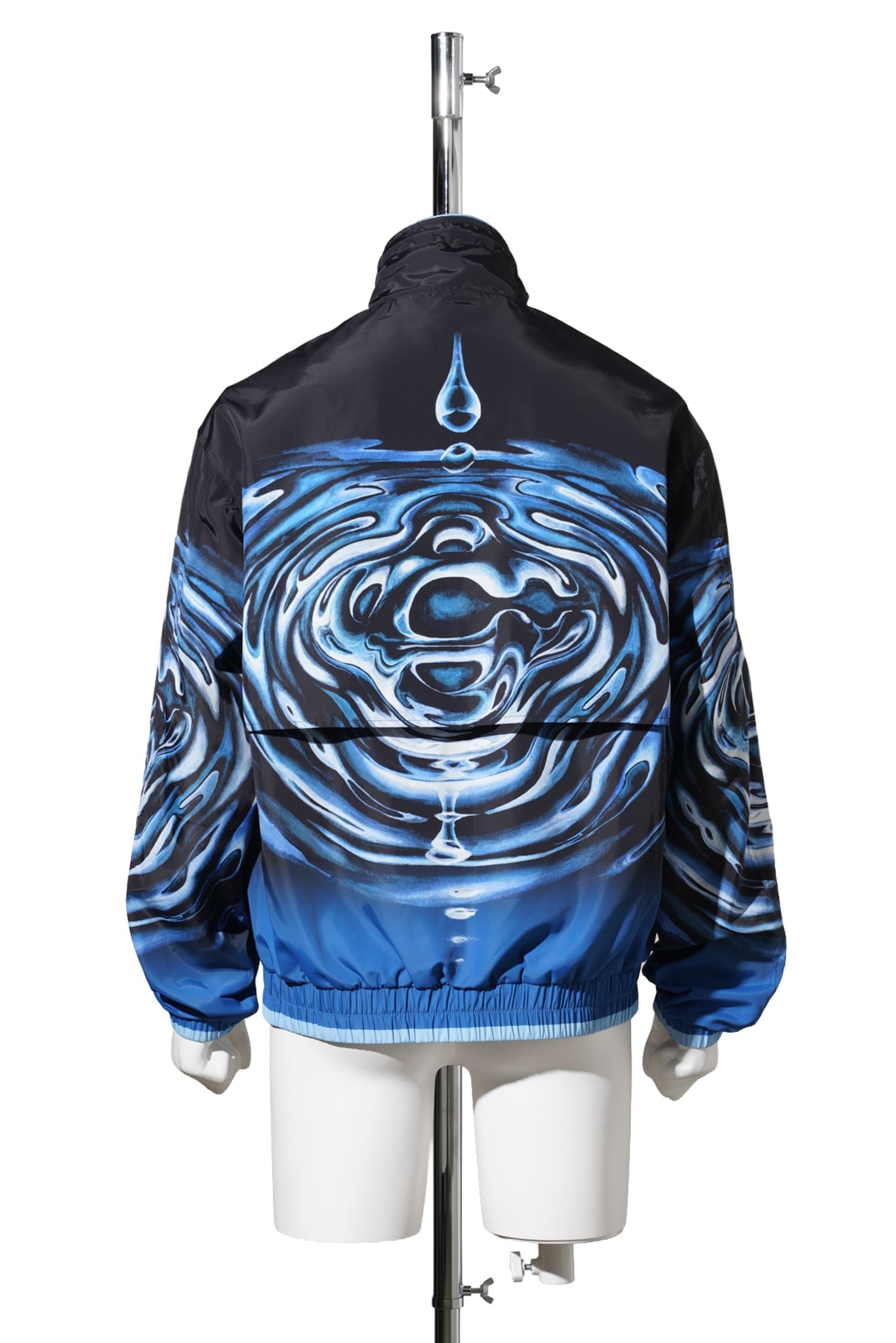 PRINTED POLY TAFFETA WINDBREAKER JACKET / CSB188:WARPED LOGO RIPPLE