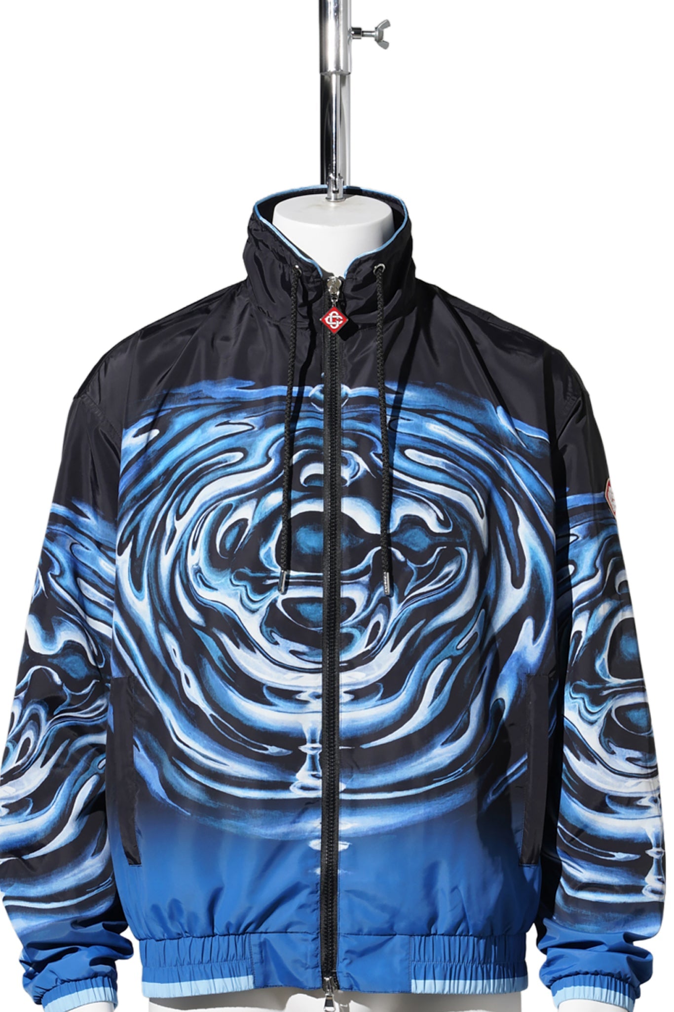 PRINTED POLY TAFFETA WINDBREAKER JACKET / CSB188:WARPED LOGO RIPPLE