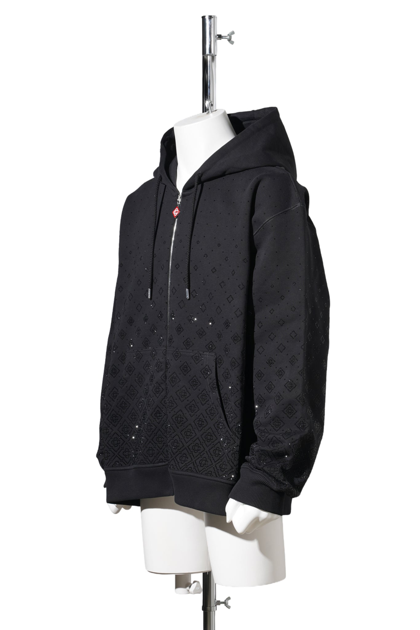 CRYSTAL MONOGRAM ZIP-UP HOODED SWEATSHIRT / CSB065:CRYSTAL MONOGRAM