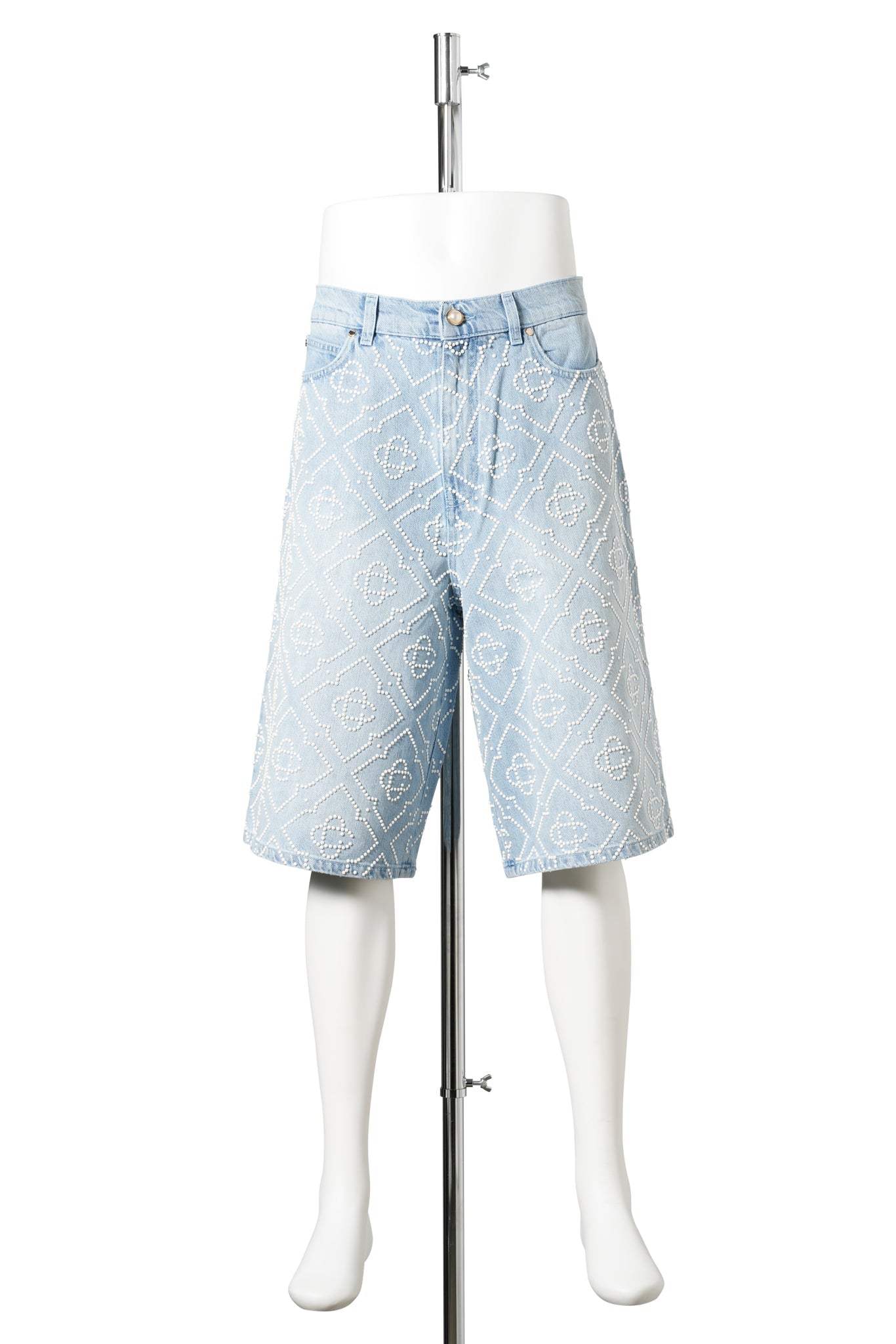 PEARL DENIM SHORTS / CSB245:PEARL MONOGRAM