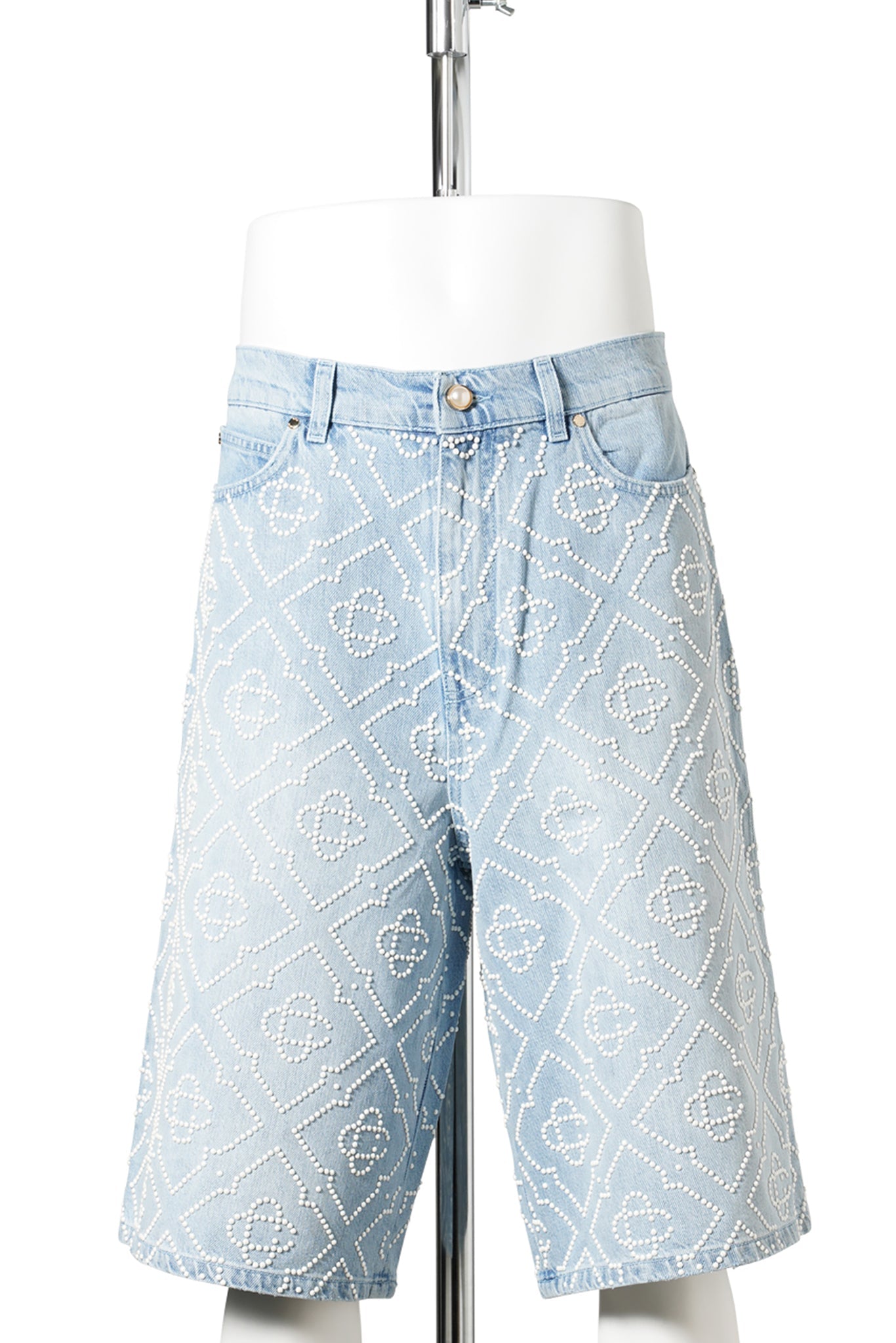 PEARL DENIM SHORTS / CSB245:PEARL MONOGRAM