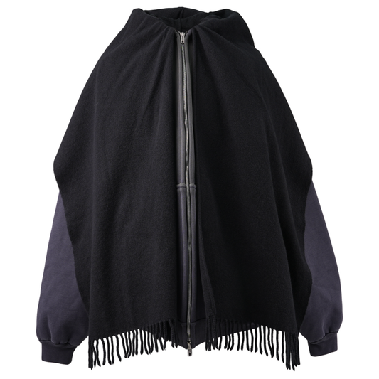 SCARF ZIP-UP HOODIE / 1083:FADED BLACK