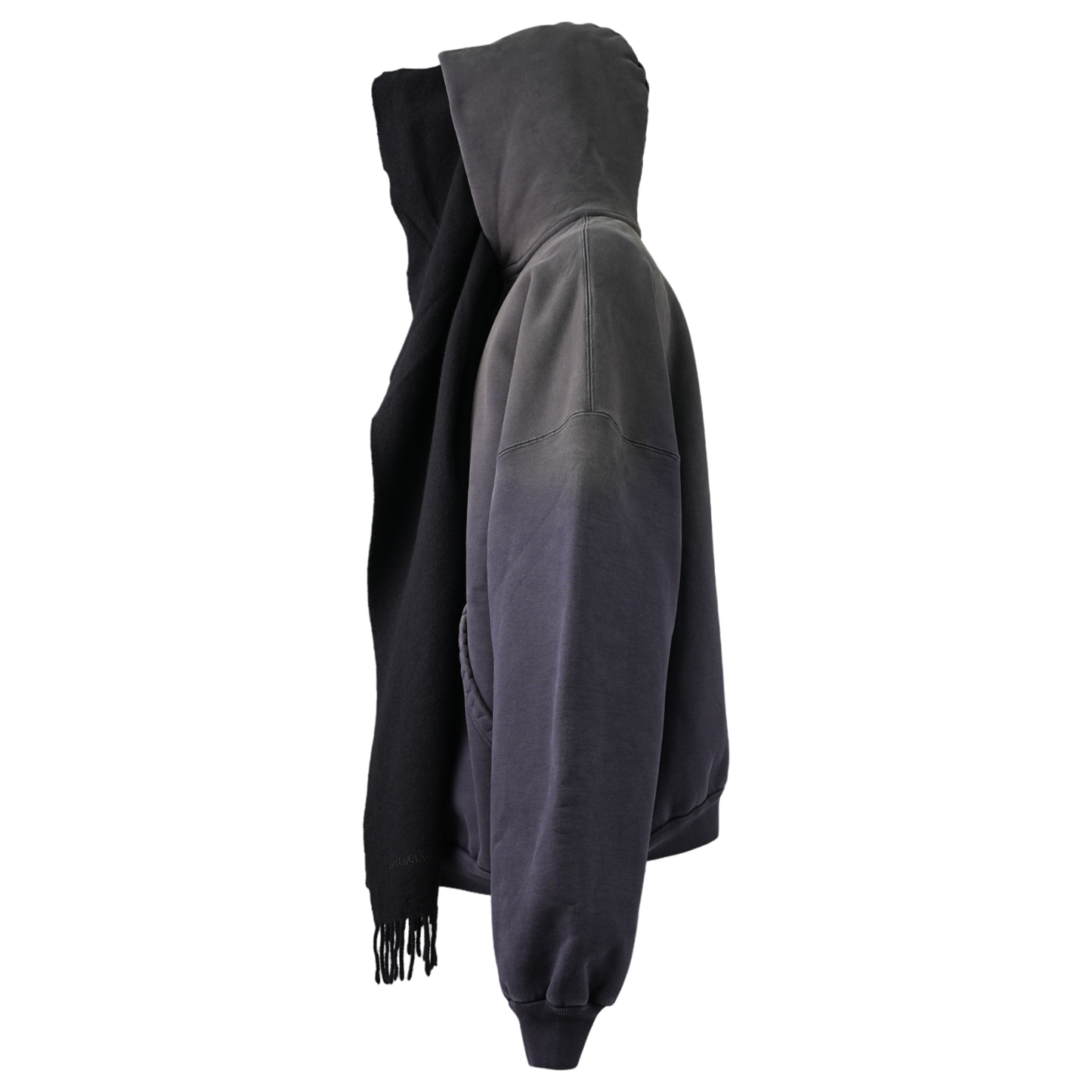 SCARF ZIP-UP HOODIE / 1083:FADED BLACK